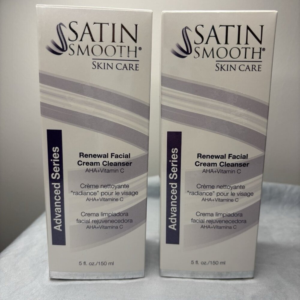 2-SATIN SMOOTH Advanced Series Renewal Facial Cream Cleanser with 5fl.oz NEW
